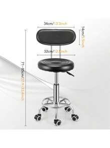 OYAJIA ‌✨Professional Hydraulic Salon Stool & Office Chair | Adjustable PU Leather Swivel Stool With/Without Backrest | 360° Rolling 5-Wheels Base For Tattoo, Massage, Home Office (Black) - Black - View 10