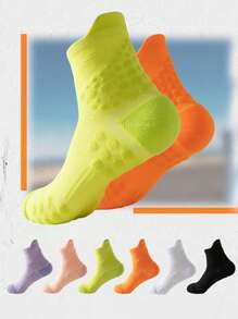 1 Đôi/4 Đôi Tất thể thao dài đến bắp chân màu trơn cho các cặp đôi, Chạy marathon, Thể dục, Đạp xe, Nhanh khô, Đáy mát-xa, Chạy bộ, Mùa thu - Nhiều màu - Xem 2