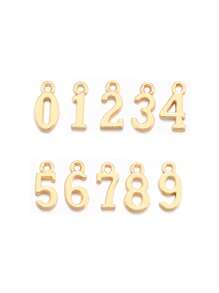 10 Pcs/Set 5 Warna Paduan Logam Angka 0-9 Liontin Jimat Digital Aksesoris Perhiasan DIY 16*8mm S110 - Angka 0-9 - View 11