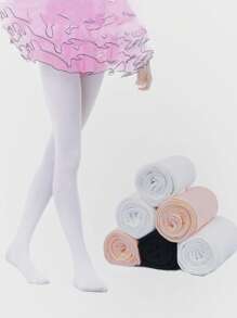 2双装女童芭蕾舞紧身裤，超柔软舞蹈紧身裤，弹力踩脚式紧身裤，适合幼儿女童 - 彩色 - 查看 1