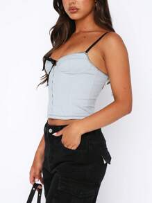 Women's Y2K Bow Slim Fit Cami Tops Sexy Mini Tie-Up Spaghetti Strap Vest Show Hook And Eye Tank Tops Camisole Summer Crop Tops Aesthetic Tops Streetwear Going Out Tops - Màu xanh lam - Xem 7