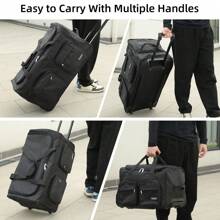 ¡La solución perfecta para decir adiós a los problemas con el equipaje! Bolsas de equipaje con ruedas de varios tamaños, de color negro, portátiles y extraíbles, prácticas y multifuncionales - Negro - Ver 7