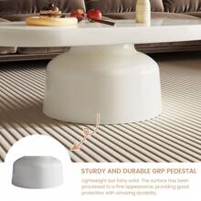 Oval Coffee Table, Modern Center Table, Creamy White Tea Table For Living Room, Bedroom, Easy Assembly - White - View 13