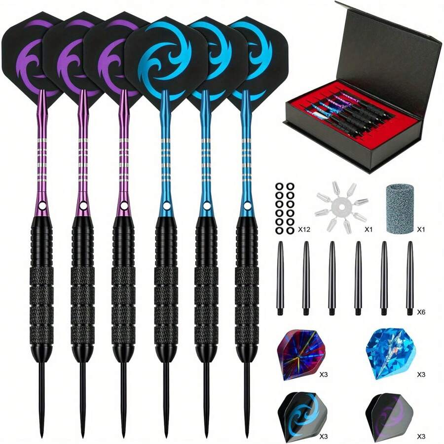 This Cyeelife 24G Brass Barrel Darts Set Includes 3 Steel Tip Darts, 3 Pieces Of Pet Aircraft, 3 Dart Shafts, 1 One Dart Stone And 1 One Darts Box (Zf02)