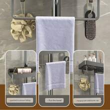 New Bathroom Shower Storage Rack, For Storing Shampoo, Shower Gel, And Other Items, With No-Drill Lifting Rod Bracket For Shower Tray
