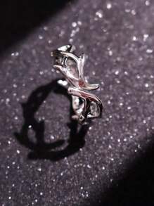 1 pieza Anillo abierto ajustable de espinas vintage punk de plata para hombre, joyería