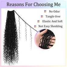 波西米亚风仿辫子钩针发 30 英寸女神辫子 8 件装 波西米亚风柔软辫子钩针发 带卷发尾 预成环长波西米亚河辫子钩针发 1B - 黑色 - 查看 4