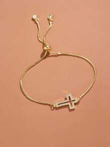 1 pieza Brazalete de niña decorado con cruz de circonita cúbica de moda - geometría - Ver 3