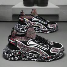 男士休闲时尚运动户外登山鞋，一脚蹬，增高，休闲运动鞋 - 黑與白 - 查看 4