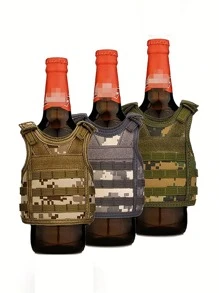 Adjustable Beer Vest Cooler - 900D Nylon Mini Molle Drink Holder With Strap For 12oz/16oz Cans And Bottles, Great For Outdoor Parties Beer Accessories