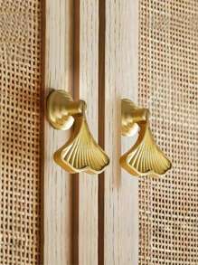 6 件创意 DIY 杏叶拉手，橱柜、梳妆台、抽屉、碗橱、入口吊坠把手，北欧简约美式家具，黄铜制成，含螺丝 - 彩色 - 查看 3