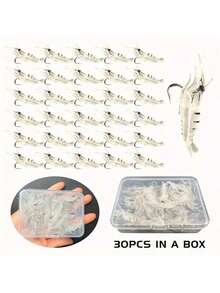 10/20/30 قطعة طعم صيد ربيان حيوي، طعم حيوي مع خطاف، طعم ربيان ناعم صغير للصيد - متعدد الألوان - مشاهدة 5