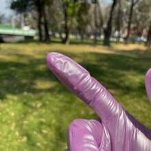 Guantes de Nitrilo Lila Metálico Multiusos Caja Dispensadora con 100 Guantes - Lila Púrpura - Ver 4