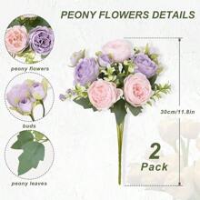 MARTINE MALL 2 Packs Peonies Artificial Flowers, Mixed Pink Artificial Peonies, Silk Peonies Flowers Peonies Artificial Flowers Peonies Bouquet Centerpiece Table Wedding Party Home Decor - Pinkish-purple - View 4