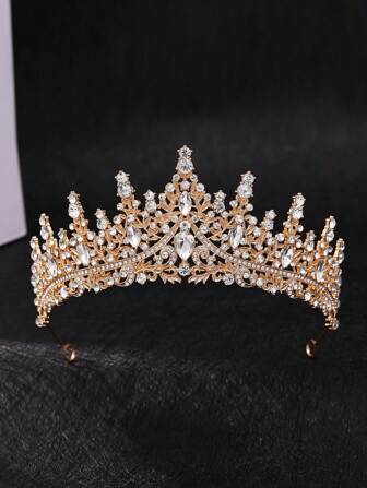 2025,1pc European And American Metal Style Zinc Alloy Ladies Birthday Party Holiday Party Gift Baotou Inlaid With Gemstones Handmade Diamond Crown
