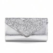 Shiny Evening Bag, Elegant Fashion Envelope Clutch Purse For Parties, Weddings, Prom Bag For Party - Silver - View 3