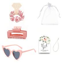 伴娘求婚礼品套装，包含方形弹性发夹和单身女郎心形眼镜，婚礼单身派对用品，情人节、母亲节、友情礼物 - 如圖 - 查看 6