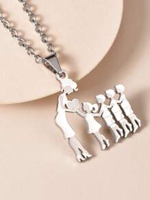 1 chiếc vòng cổ mặt dây chuyền hoạt hình bằng thép không gỉ thời trang, vòng cổ thanh lịch cho phụ nữ, quà tặng cho Ngày của Mẹ, Ngày Lễ Tạ ơn, trang phục hàng ngày - Bạc - Xem 19