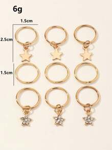 6/9/11 件时尚蝴蝶、星星、硬币吊坠编织发圈，适合时尚女孩 - 彩色 - 查看 8