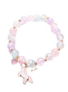 1pc Unique Fashion Firecracker Crystal Beaded Bracelet Friendship Glass Bracelets For Girls Unicorn Star Moon Cloud Flower Jewelry