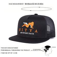 1pc Men's SITYA ASS ON MY FACE Letter Printed Baseball Cap, Street Fashion Snapback Hat, Adjustable Breathable Sun Protection Casual Mesh Cap For Outdoor, Spring/Autumn Travel Beach Party - Multicolor - View 3