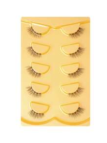 5 Pairs Natural Short Wispy Cat-Eye Transparent-Band Faux Mink Eyelashes Strip Lashes, Lashes, Eyelashes, Fake Lashes - Feather Lashes - View 7