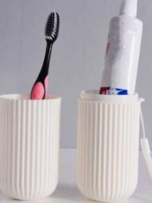 1pc Portable Makeup Brush Organizer Case, Travel Toothbrush Holder, Pen Holder Set, Multifunctional Cup With Cover For Bathroom Essentials,Room,Home,Bedroom,Bathroom,House,Pink Room,Living Room Decor,Travel Stuff,Gift Bag,Gifts For Mom,Dad,Men,Friends,Teacher,Birthday,Wedding,Desk,Shelves,Accessories,Gift Boxes,Funny Gift,