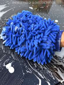 1pc Upgraded Double-Sided Blue Chenille Car Wash Glove