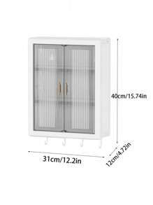 1 pieza Caja de almacenamiento montada en la pared, con puertas magnéticas dobles, para almacenamiento de especias en la cocina y cosméticos en el baño