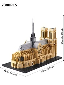 7380 piezas Catedral de Notre Dame de París, 4669 piezas Empire State Building, 3299 piezas Capitolio de los Estados Unidos, 4060 piezas Torre de Isabel, 5466 piezas Coliseo Romano, 3585 piezas Torre Eiffel, 3377 piezas Museo del Louvre, 1526 piezas Torre de la Perla Oriental, 1699 piezas Puente del Autobús de Dos Pisos de Londres, Rompecabezas de construcción a gran escala de monumentos icónicos, Decoración del hogar, Regalo de cumpleaños
