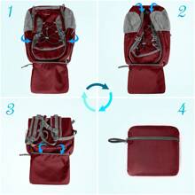 40L Waterproof & Tear-Resistant Nylon Hiking Backpack, Lightweight & Foldable, Suitable For Outdoor Travel For Men & Women Beach Bag - Red - View 7