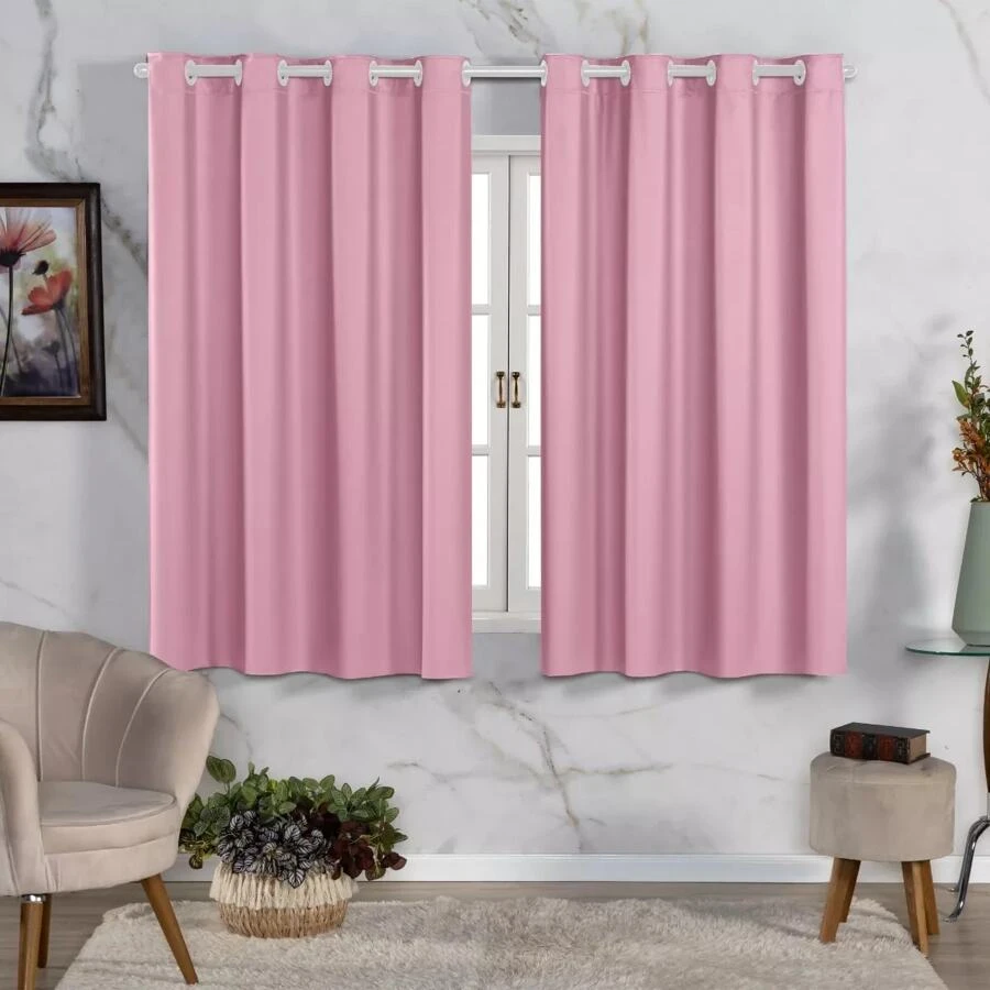 Blackout Curtain Cuts Light PVC Black Out Living Room Bedroom Kitchen 2.20 X 1.40 - Hồng - Xem 1