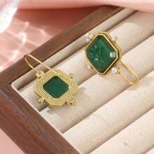 Green Earrings, Intaglio Earrings, Vintage Jewelry, Victorian Jewelry, Personalized Gifts For Mom, Golden Wedding Earrings, Bridesmaid Jewelry