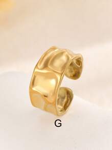 1pc Fashionable Minimalist Asymmetrical Stainless Steel Gold-Plated Ring, Unique Personalized Design, High-End Tarnish Resistant Finger Jewelry