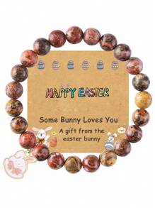 1pc Easter Day Gifts For Women Men , Christian Gifts For Friend Family, Rabbit Bunny Style Easter Catholic Religious Christian Jewelry - Natural Stone - View 3