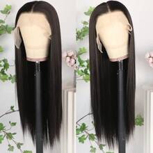 13X6 Platinum White Synthetic Lace Front Wigs 28 Inch Pre Plucked Long Straight Hair Wigs Glueless White Wigs Heat Resistant Fiber Hair Natural Halloween Wigs Platinum Blonde Lace Front Wigs For Women For Daily Christmas Party Cosplay Use - 黑色 - 查看 3