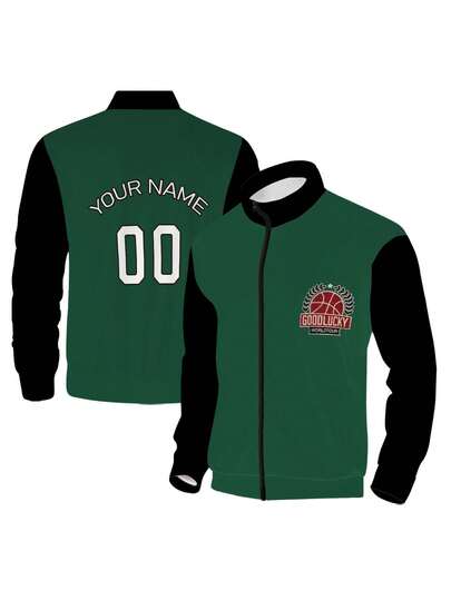 Chaqueta con cremallera completa personalizada para hombres, chaqueta ligera, suave y acogedora con cuello alto, para senderismo al aire libre, de manga larga, informal, con bolsillos, para otoño