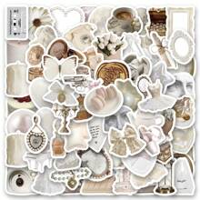 101 张白色美学贴纸乙烯基美学贴纸、贴花、剪贴簿、日记、保险杠、滑板、水瓶、卡通、安全帽、汽车贴纸 - 彩色 - 查看 1