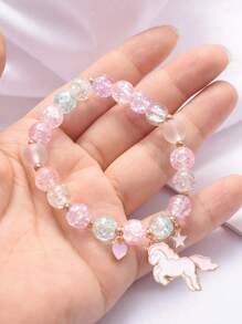 1pc Unique Fashion Firecracker Crystal Beaded Bracelet Friendship Glass Bracelets For Girls Unicorn Star Moon Cloud Flower Jewelry