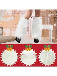 女士Y2K毛绒腿套，柔软毛绒腿套，冬季蓬松腿套，万圣节圣诞老人装扮，舒适保暖 - 白色 - 查看 5