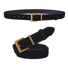 1 Pc Fashion Women Genuine Leather Belt For Jeans Dresses With Alloy Square Pin Buckle Cowhide Suede Stylish Waistband - Multicolor - View 7