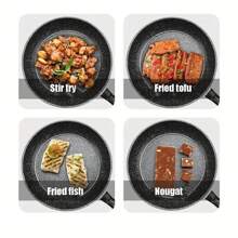 28cm/26cm/24cm Non-Stick Frying Pan Fry Cooking Cookware Durable, Lightweight, Cool-Handle, Perfect For Everyday Cooking Kitchen Tool - Black - View 8