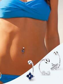 1 Pc S925 Sterling Silver Belly Button Zirconia Belly Button Silver Navel Rings Small Belly Button Mimi Belly Jewelry