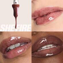 HUDA BEAUTY Lip Gloss Plumper For Fenty Beauty High-Shine Non-Sticky Formula With Vitamin E Lip Filler Effect & Hydrating Gloss 0.13 Oz/3.9 ML-Faux Filler Shiny Non-Sticky Lip Gloss-Size 0.13 Oz / 3.9 ML - She Fire - 查看 4