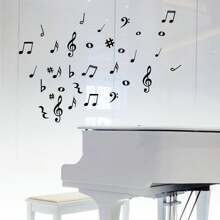 1 Set Of Music Symbol Home Decor Self-Adhesive Transparent Wall Stickers - Black - View 8