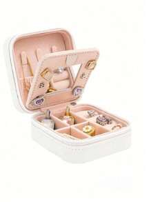 1pc Jewelry Organizer Box, Detachable Compartments Jewelry Storage Box, Ins Style Zipper Jewelry Display Tray, Suitable For Rings, Earrings, Necklaces, Lipsticks