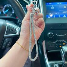 1 件多色时尚奢华闪亮水晶水钻装饰挂绳，适用于手机、汽车钥匙、包包、坚固腕带