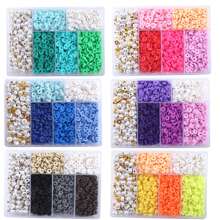 1750pcs Polymer Clay Bead Bracelet Making Kit, Spacer Flat Round Polymer Clay Beads For Jewelry Making, DIY Handmade Beaded Necklace Earrings Charm Pendant - Soft Clay Bead Set - View 3