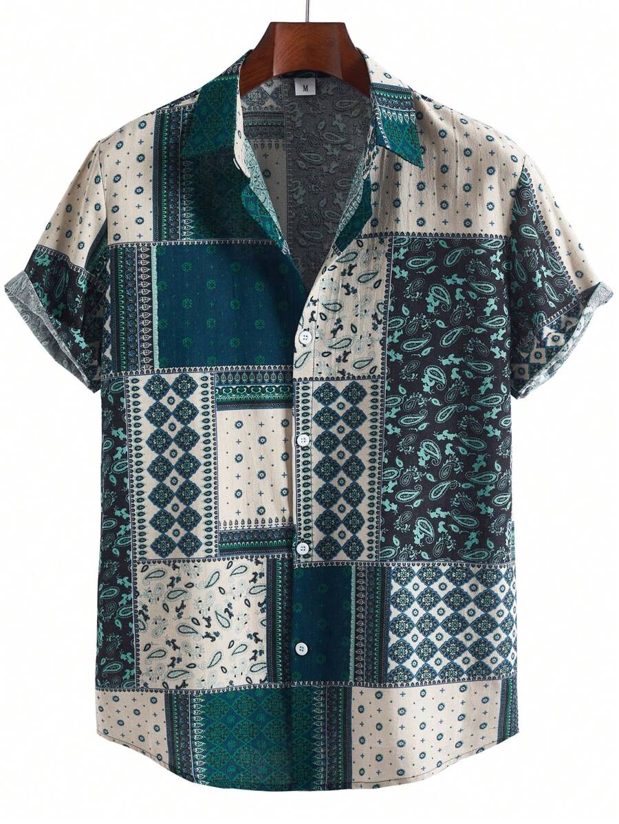Men's Fashion Casual Hawaiian Print Short Sleeve Shirt