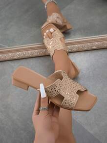 女士时尚水晶高跟凉鞋，带钻石装饰，春夏正式派对婚鞋